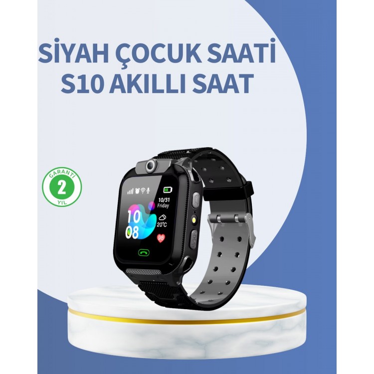 S10 Black Smart Kids Watch Instant Location Trackingand Route History