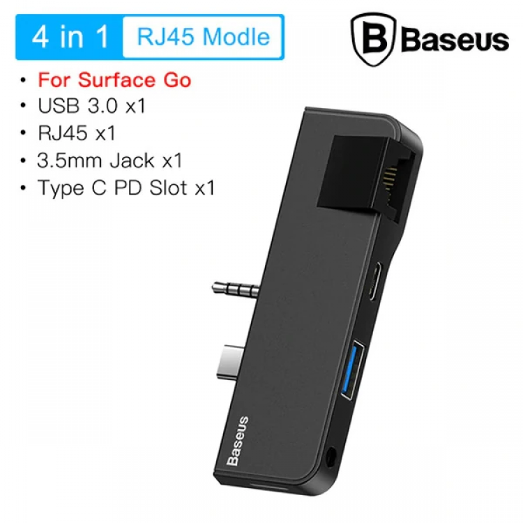 Baseus Multifunctional HUB Surface Go(Type-C+Audio toRJ45+USB3.0+Type-C(data)+Audio)-(5775)
