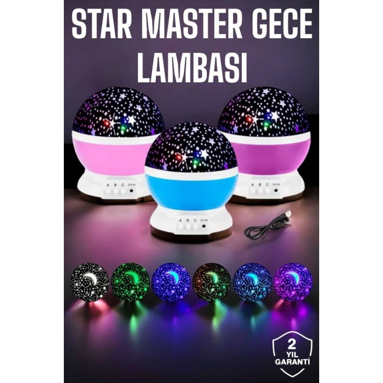 Mavi ve Mor Işıklı Projeksiyon Lambası