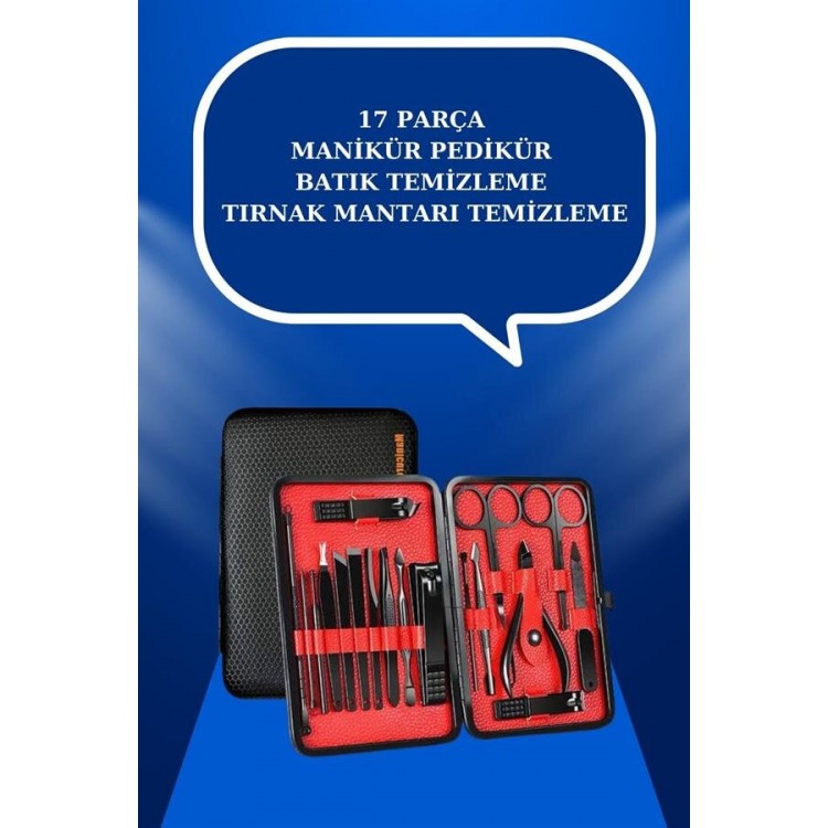 17 Piece Hand Foot Care Set Nail CleaningManicure Pedicure Tweezers File Nail Clipper