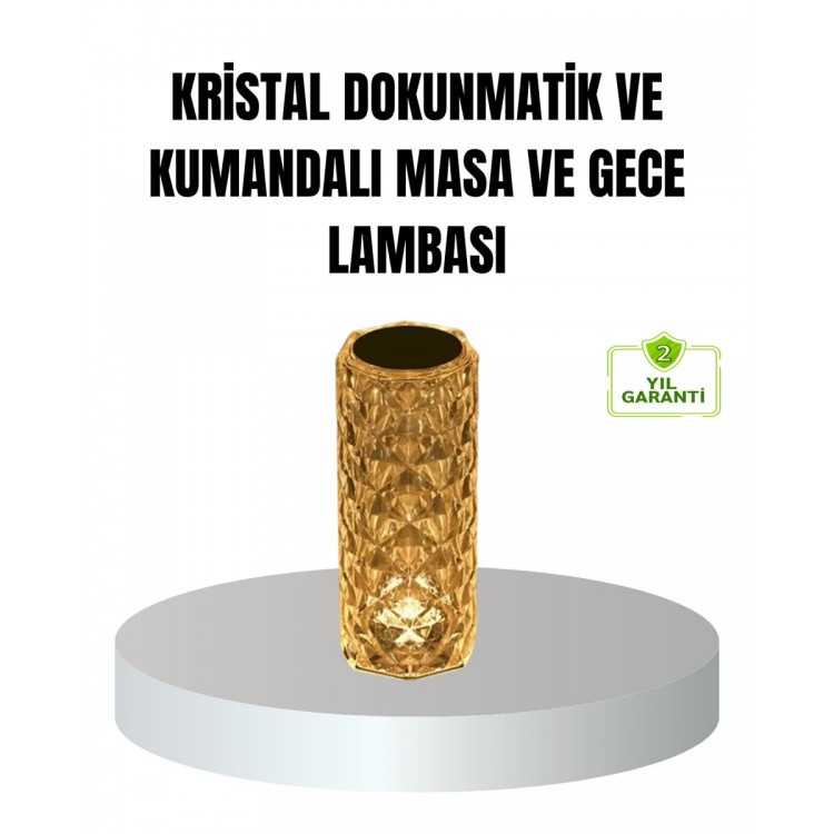 Kristal RGB LED’li Kumandalı Masa ve Gece Lambası – Renkli Işık Modlarıyla Şık Dekoratif Aydınlatma