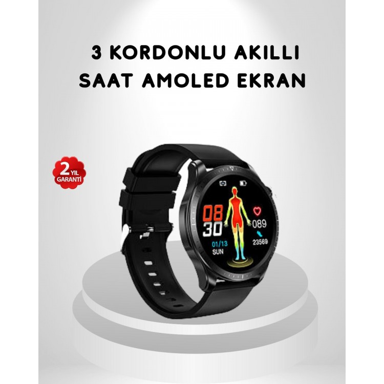 Smart Watch with AMOLED Screen – 3 Band OptionsWater Resistant with Heart Rate and Sleep Tracking Features