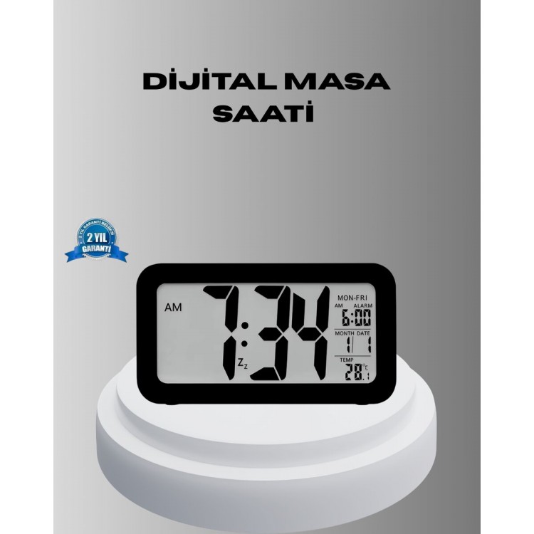 Digital Desk Clock with Sensor Illumination Alarm and Temperaturewith gauge