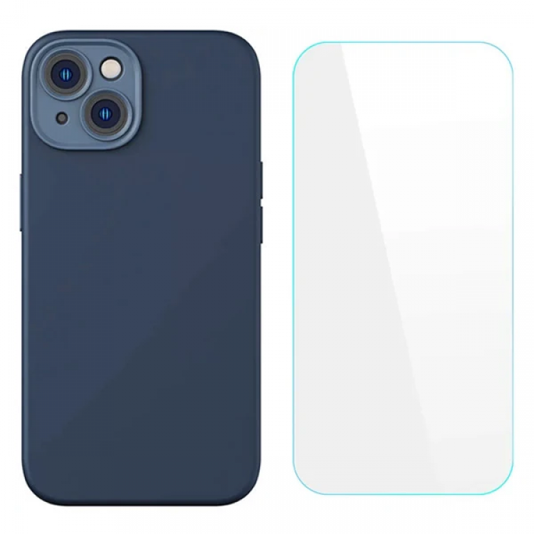 Baseus Liquid Silica Gel iPhone 14 6.1Silicone Case + Tempered Screen Protector Set-(5775)