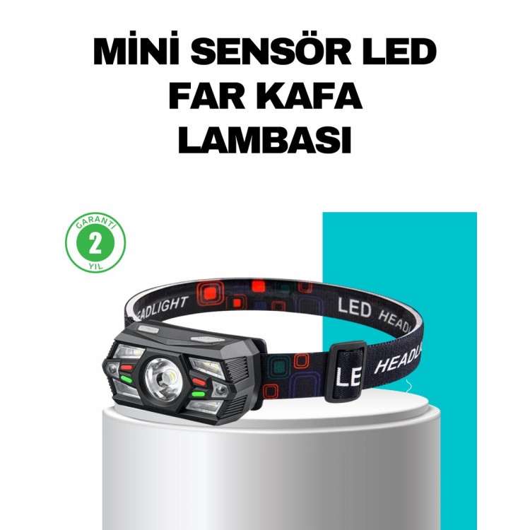 Hareket Sensörlü Şarjlı LED Far Suya Dayanıklı Çok Modlu
