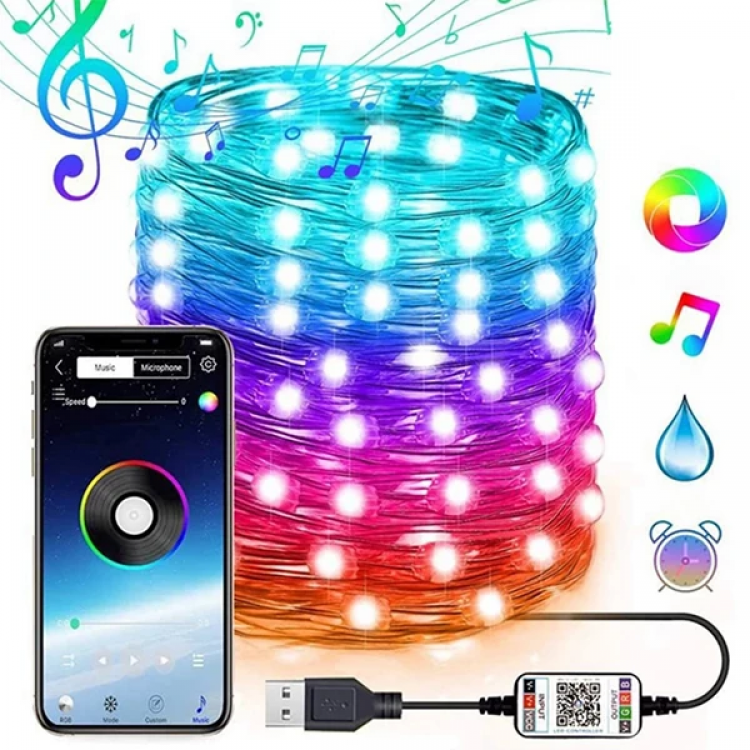 ALLY 10MT 100 LED RGB Bluetooth Phone ControlSupplied Usb Led Lamp Ios-Android-(5775)