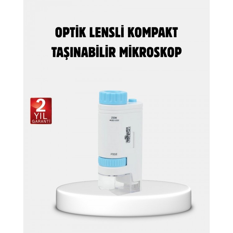 Taşınabilir Eğitim Mikroskobu 80X–200X LED Işıklı ve Darbeye Dayanıklı