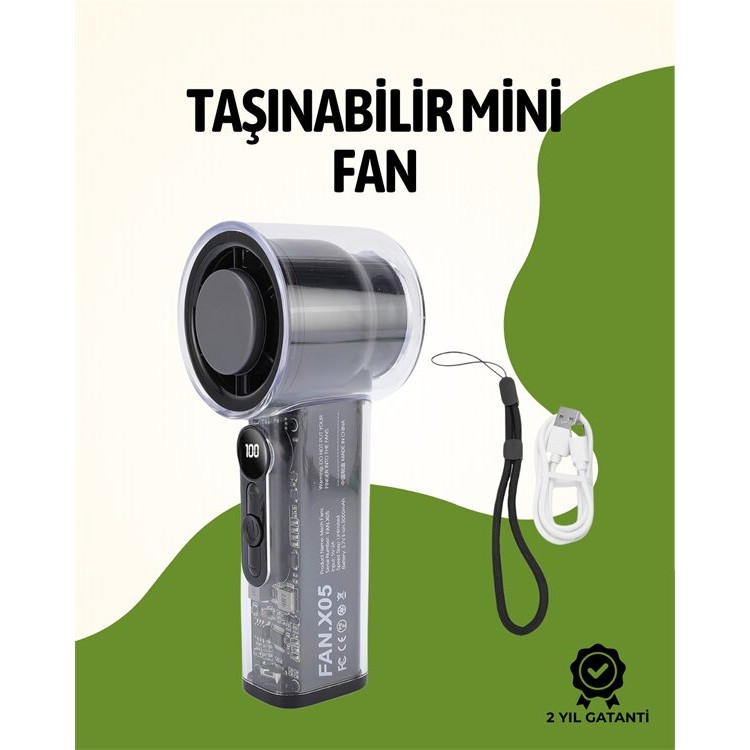 Sessiz Çalışan Taşınabilir Fan | Dijital Göstergeli | 100 Kademeli Hız Ayarı