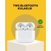Bu TWS Bluetooth kulaklık, yüksek ses kalitesi ve gürültü önleyici teknolojisi ile hem müzik hem de telefon görüşmelerinde üstün performans sunar. Şarj kutusu sayesinde kulaklıklar her zaman kullanıma hazırdır. Şarj süresi 1.1–5 saat arasında değişirken, 