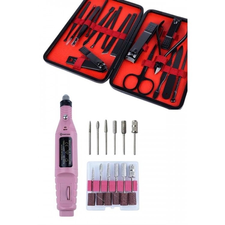Electric Manicure Pedicure Set Double Set 17 PiecesNail Care Callus Removal Nail Shaping