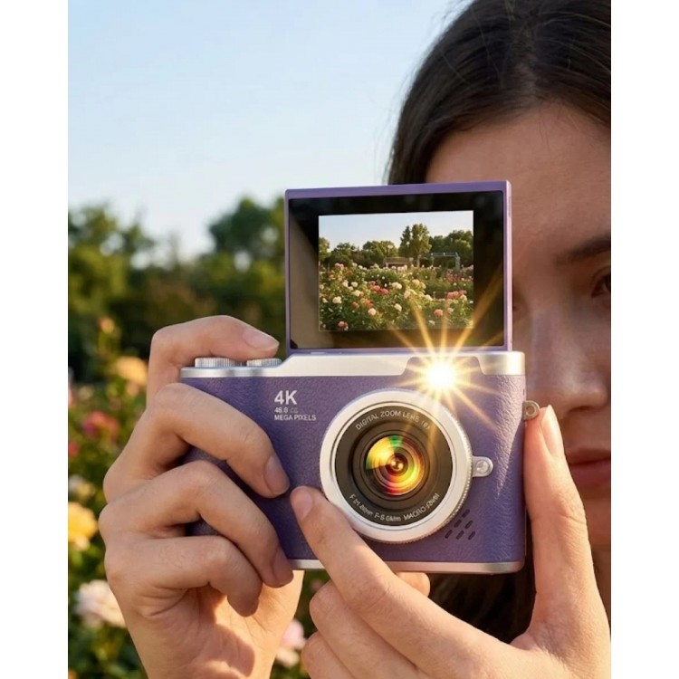 Flip Ekranlı Dijital Kamera 4K Video 48 MP Güzelleştirme Modu