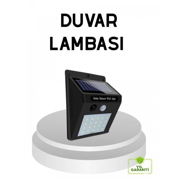20 LED Güneş Paneli Aydınlatma – Fotoselli ve Hareket Algılamalı Dış Mekan Duvar Lambası