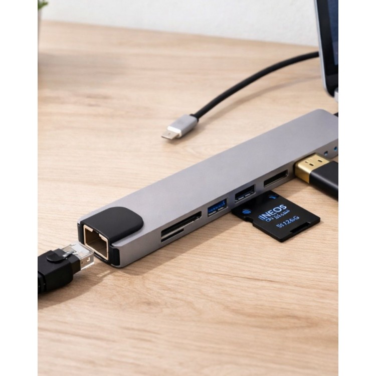 It's Multifunctional Type C Hub USB HDMI Ethernet CardOkuyucu