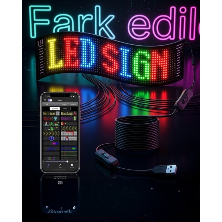 RGB LED Matrix Panel 60 cm 16x96 Piksel Kayan Yazı ve Animasyon Destekli