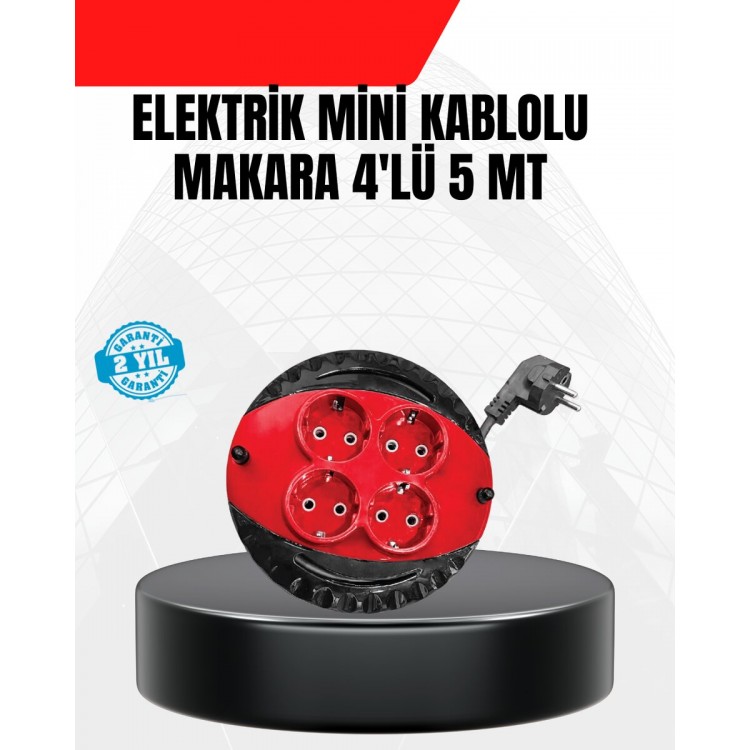 Ev ve Ofis İçin 5 Metre Kablolu 4 Priz Makarası