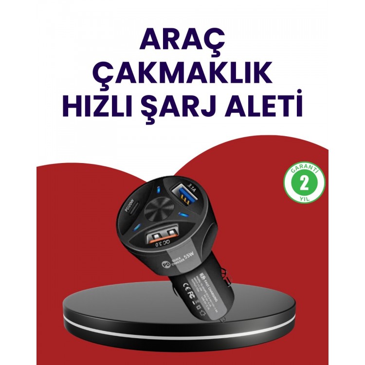 55W PD ve Quick Charge 3.0 Destekli Polygold Araç Şarj Adaptörü