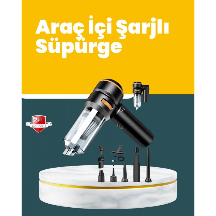 Araç İçi Derinlemesine Temizlik İçin Kompakt ve Ergonomik El Süpürgesi