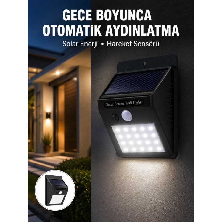 Su Geçirmez 20 LED Solar Aydınlatma | Dış Mekan için PIR Hareket Sensörü ile Akıllı Işık Yeni Nesil