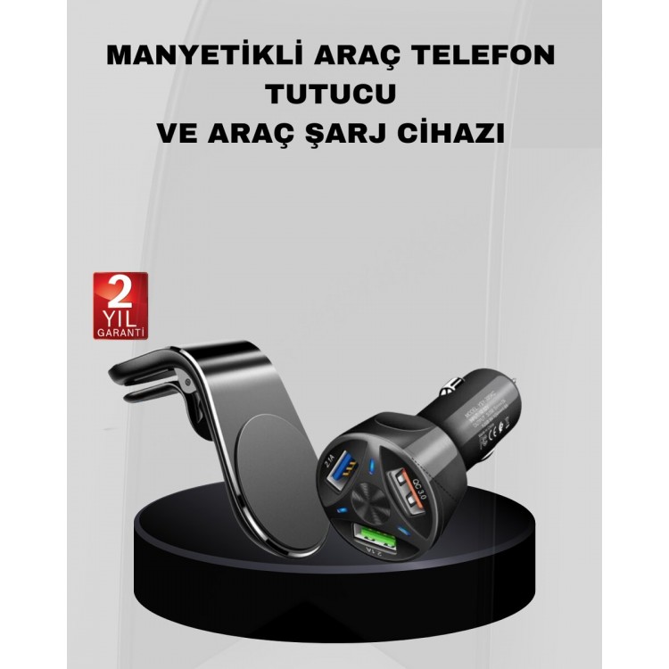 In-Car Phone Holder + Quick Charge 3.0 Car Charger Set