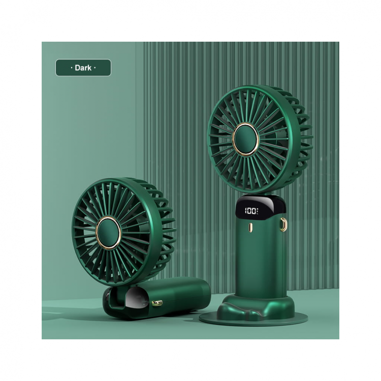 FENY FN-F30 GREEN 3-Stage Speed ​​FoldableBody LCD Display Handheld Use Built-in 1200mAh BatteryFan with Type-C Charging Port (1923)