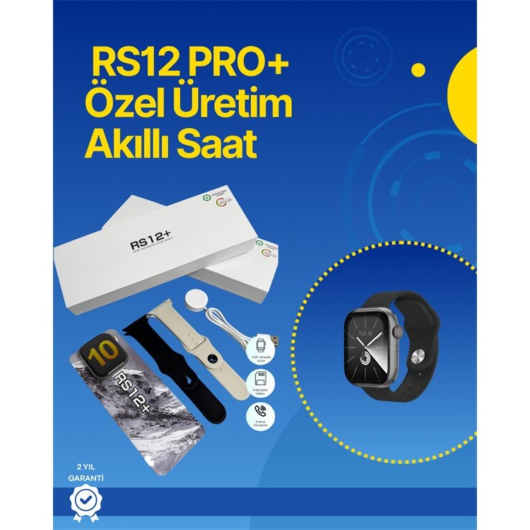 . RS12 PRO+ 2025 Series Full Screen Smart Watch– 2GB Memory Titanium Case Water Resistant LongCharge duration Guaranteed Model