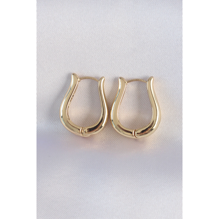 Pirinç Gold Renk İçi Boş Gül Küpe 5886