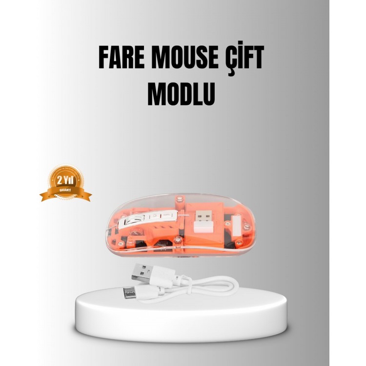 Çift Modlu Kablosuz Bluetooth 5.0 + 2.4GHz Mouse – 3 Cihaz Bağlantılı Hızlı Geçiş Düğmeli