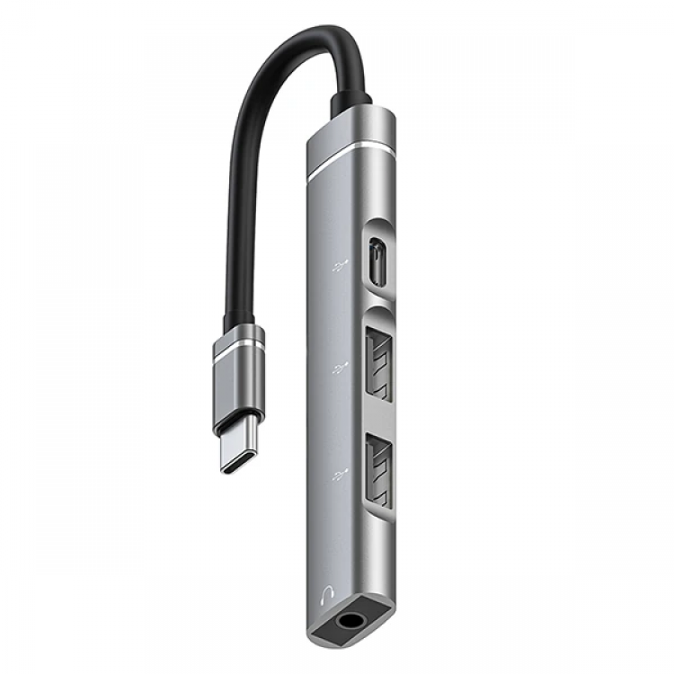 ALLY 4in1 Type-C+3.5mm+USB Port Coupler AdapterDialer Hub-(5775)