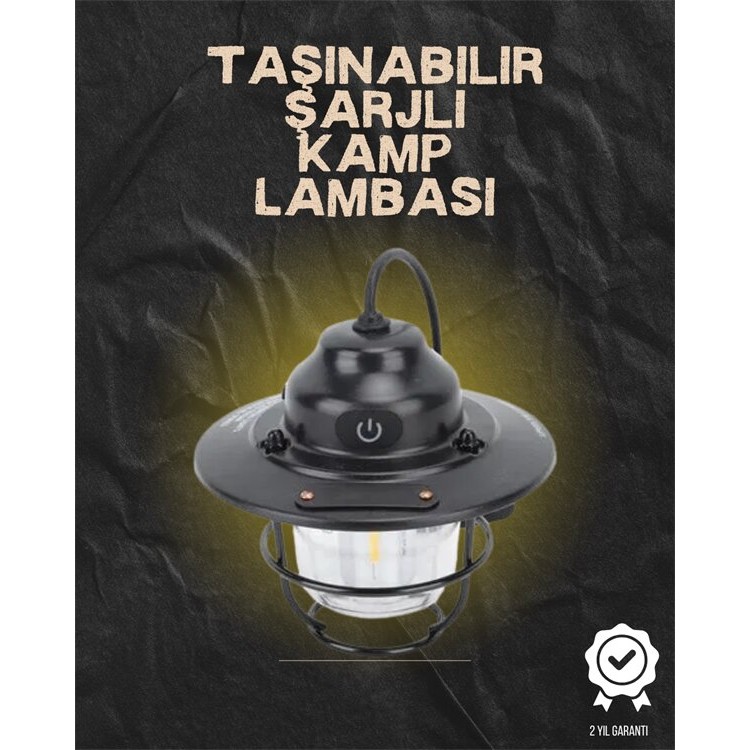 Retro LED Lantern for Camping and Gardening –Warm Light Long Life Battery