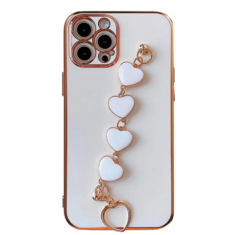 Ally iPhone 11 Pro Max 6.5inç Kılıf Kalp Bileklik Tutuculu Lüx Silikon Askılı Kılıf-(5775)