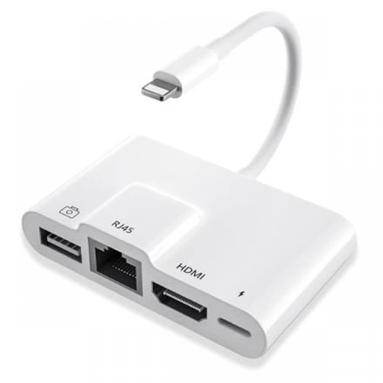 ALLY iPhone 3IN1 Lightning HDMI RJ45 OTG DigitalAV Adapter Hub-(5775)