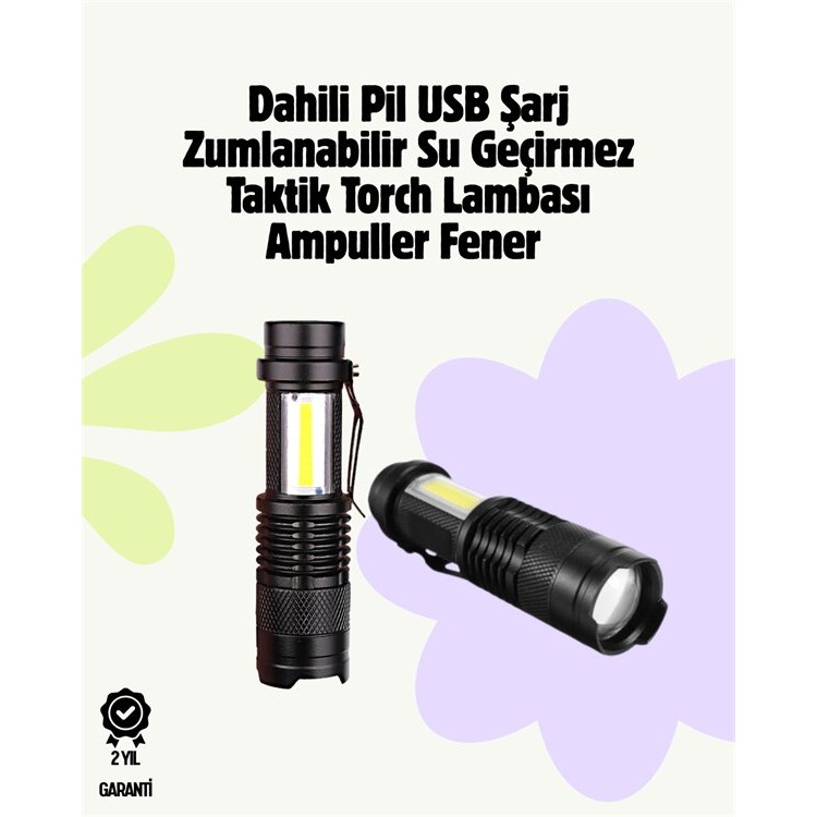 2000 Lumen LED Flashlight - Water Resistant FocusedKlipsli