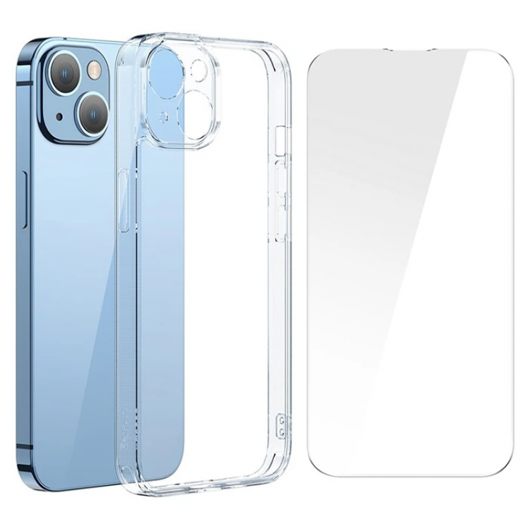 Baseus SuperCeramic Series iPhone 14 Plus 6.7Protective Glass Case+Full Tempered Screen Protector Set-(5775)