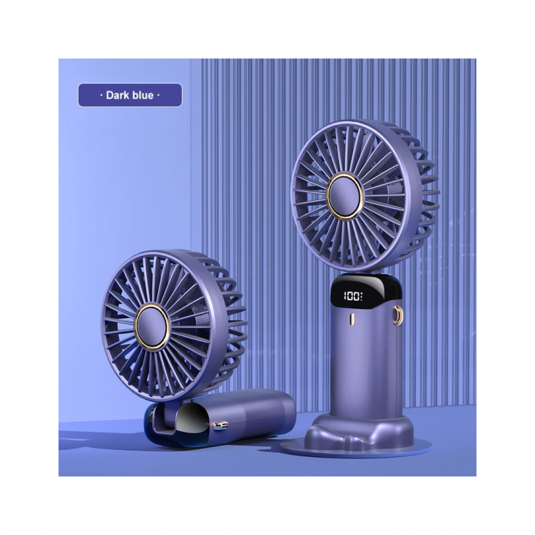 FENY FN-F30 BLUE 3-Stage Speed ​​FoldableBody LCD Display Handheld Use Built-in 1200mAh BatteryFan with Type-C Charging Port (1923)