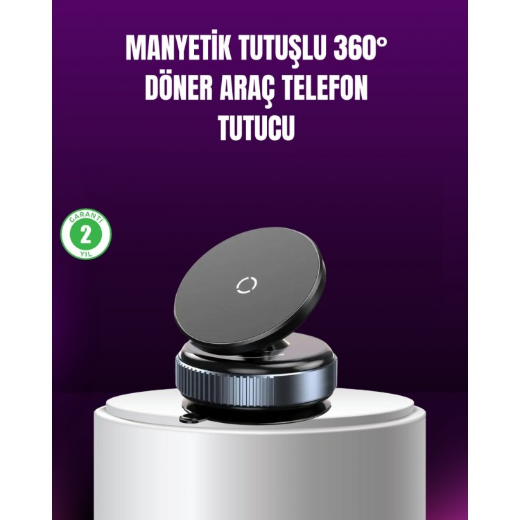In-Car Magnetic Phone Holder 360° Rotating VacuumStand