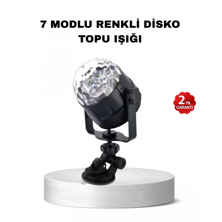 Müzik Ritmine Duyarlı Renkli Disko Topu – 7 Modlu Işıklı Parti Lambası