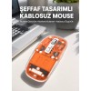 Mouse Fare Kablosuz Mouse Fare Şarjlı Bluetooth Sessiz 5 Tuşlu Şeffaf