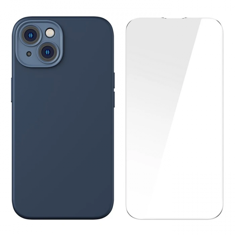 Baseus Liquid Silica Gel iPhone 14 6.1Magsafe Silicone Case + Tempered Screen Protector Set-(5775)