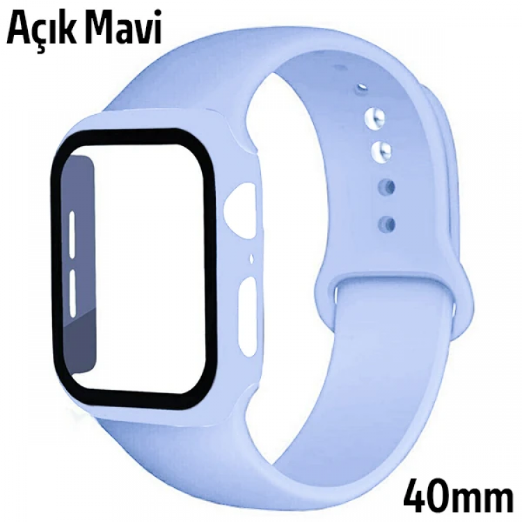 ALLY Apple Watch 4-5-6 40mm SiliconeLanyard Strap and Screen Protector Case-(5775)