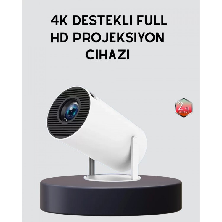 Ev Sineması Projeksiyon Cihazı – 160 ANSI Lümen 4K Uyumlu ve Kablosuz Görüntü Aktarımı