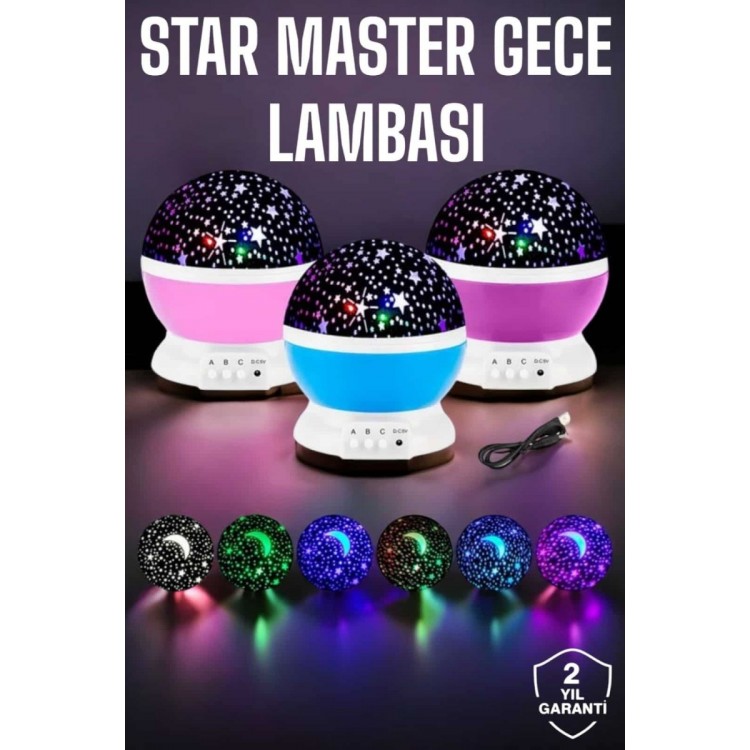 Mavi ve Mor Işıklı Projeksiyon Lambası