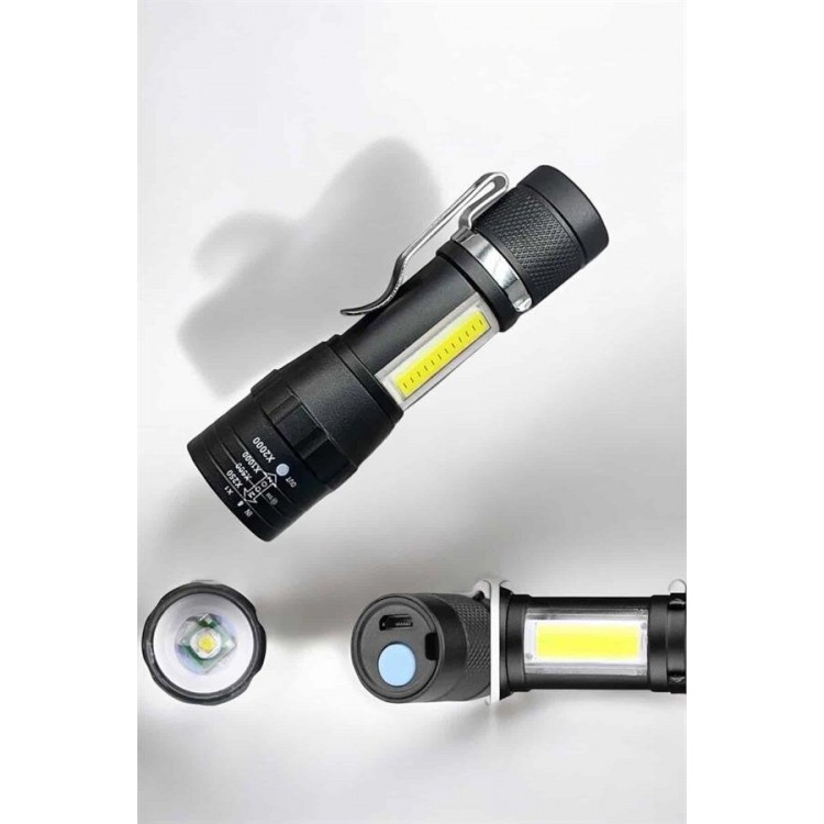 Flashlight Led USB Rechargeable Zoom Mini LedLight Emergency Flashlight