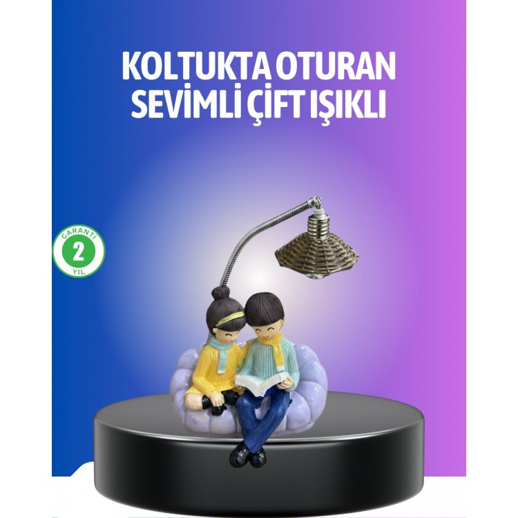 Romantic Decorative Night Light with Couple Figures Reading BooksTable Lamp