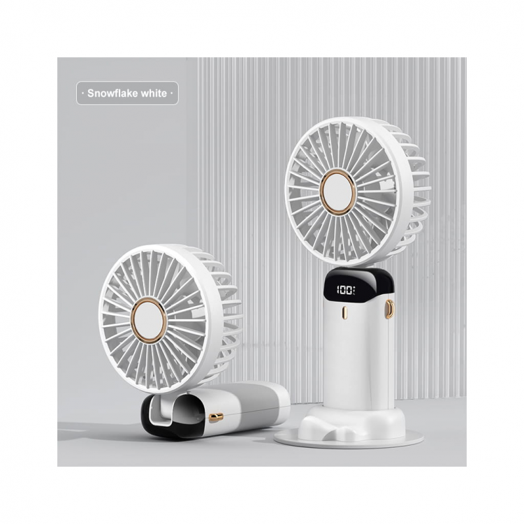 FENY FN-F30 WHITE 3-Stage Speed ​​FoldableBody LCD Display Handheld Use Built-in 1200mAh BatteryFan with Type-C Charging Port (1923)