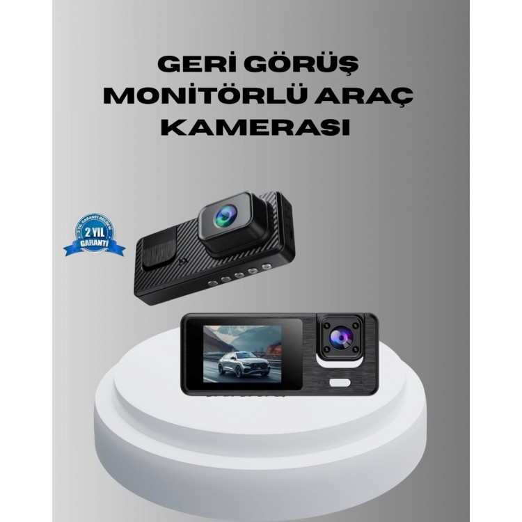 Park Modlu 3 Kameralı Araç Kayıt Cihazı 1080P Ön Kamera 2’’ Ekran