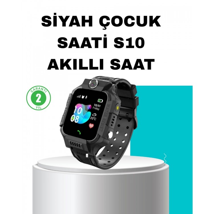 S10 Black Smart Kids Watch Location Tracking andSecurity Featured