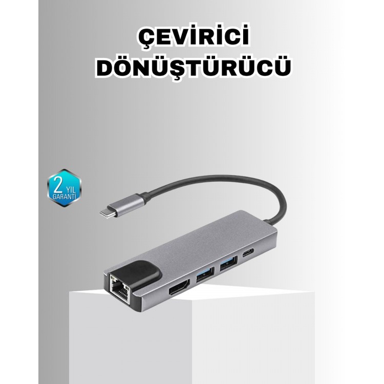 Aluminum Case MacBook USB-C Hub – 4KHDMI USB 3.0 SD/TF Card InputPD Charging Support
