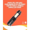 Şarjlı LED El Feneri - 14500 Pil Dahil 4 Işık Modu Mini Boy