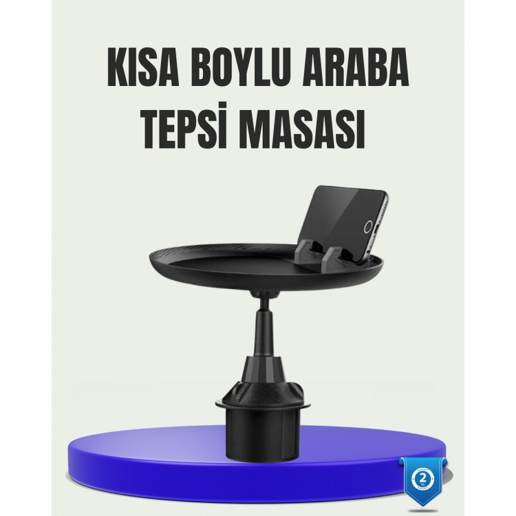 360° Döner Araç Bardaklık Tepsisi Geniş Yemek Alanlı Telefon Standlı