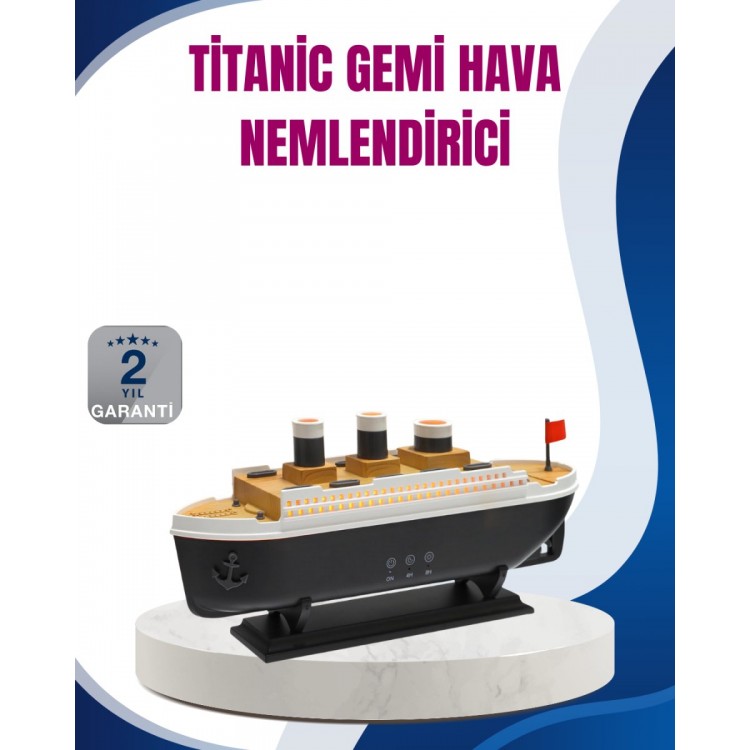 Dekoratif Gemi Modeli 7 Renk Işıklı Hava Nemlendirici ve Oda Kokusu Difüzörü